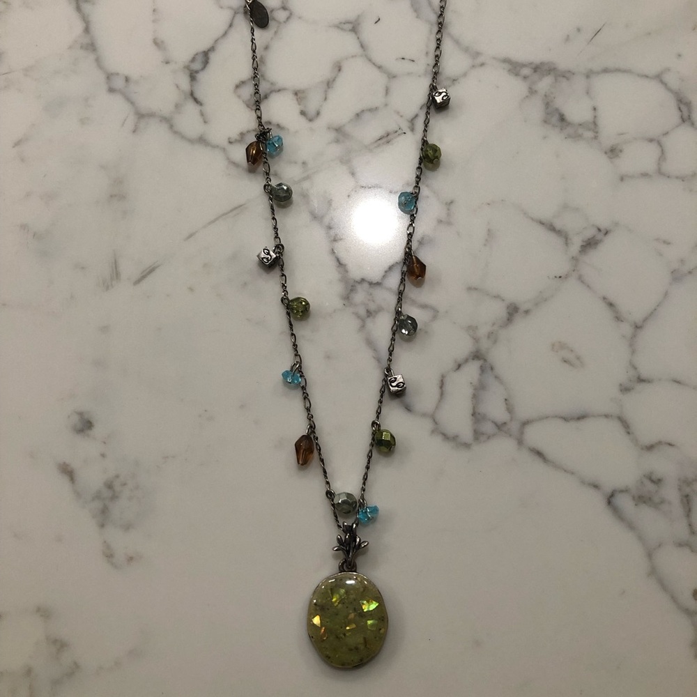 Chicos multi color bead gem energy silver necklace